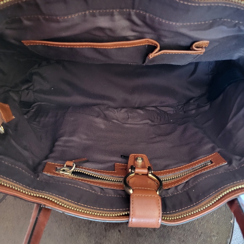 Massimo Dutti Leather Tote Bag | Expandable Side Zippers | Shoulder Strap - Picture 12 of 16
